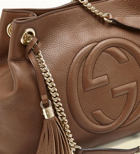 gucci soho leather shoulder bag maple brown|gucci medium soho chain tote.